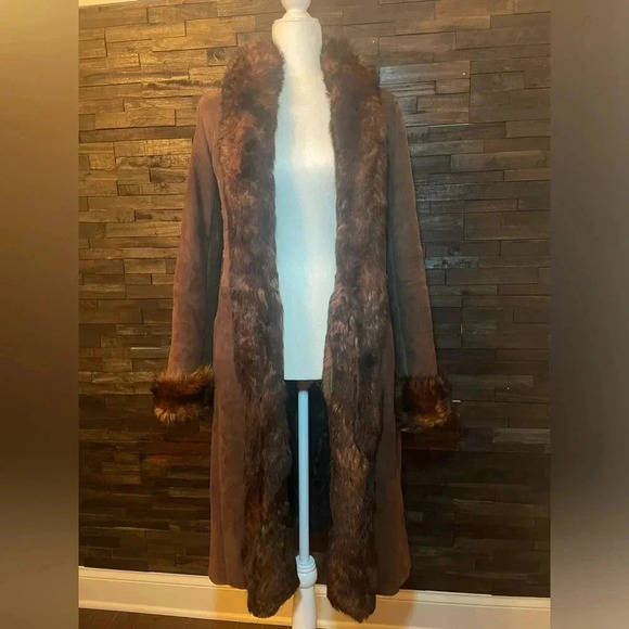 Ralph Lauren Collection Purple Label Shearling Fur Coat Brown Leather Suede 8 M - Picture 15 of 15